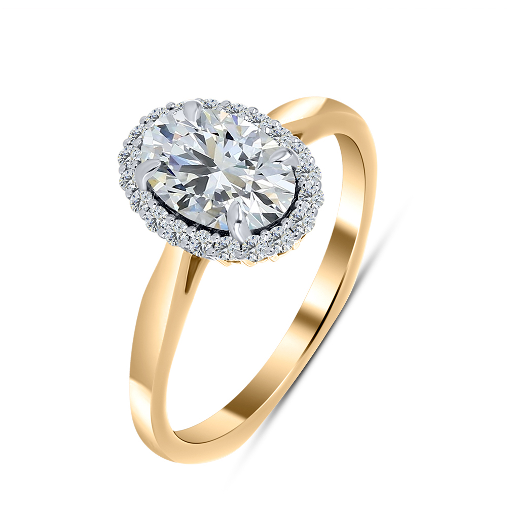 Inel din aur roșu cu pietre Diamant crescut