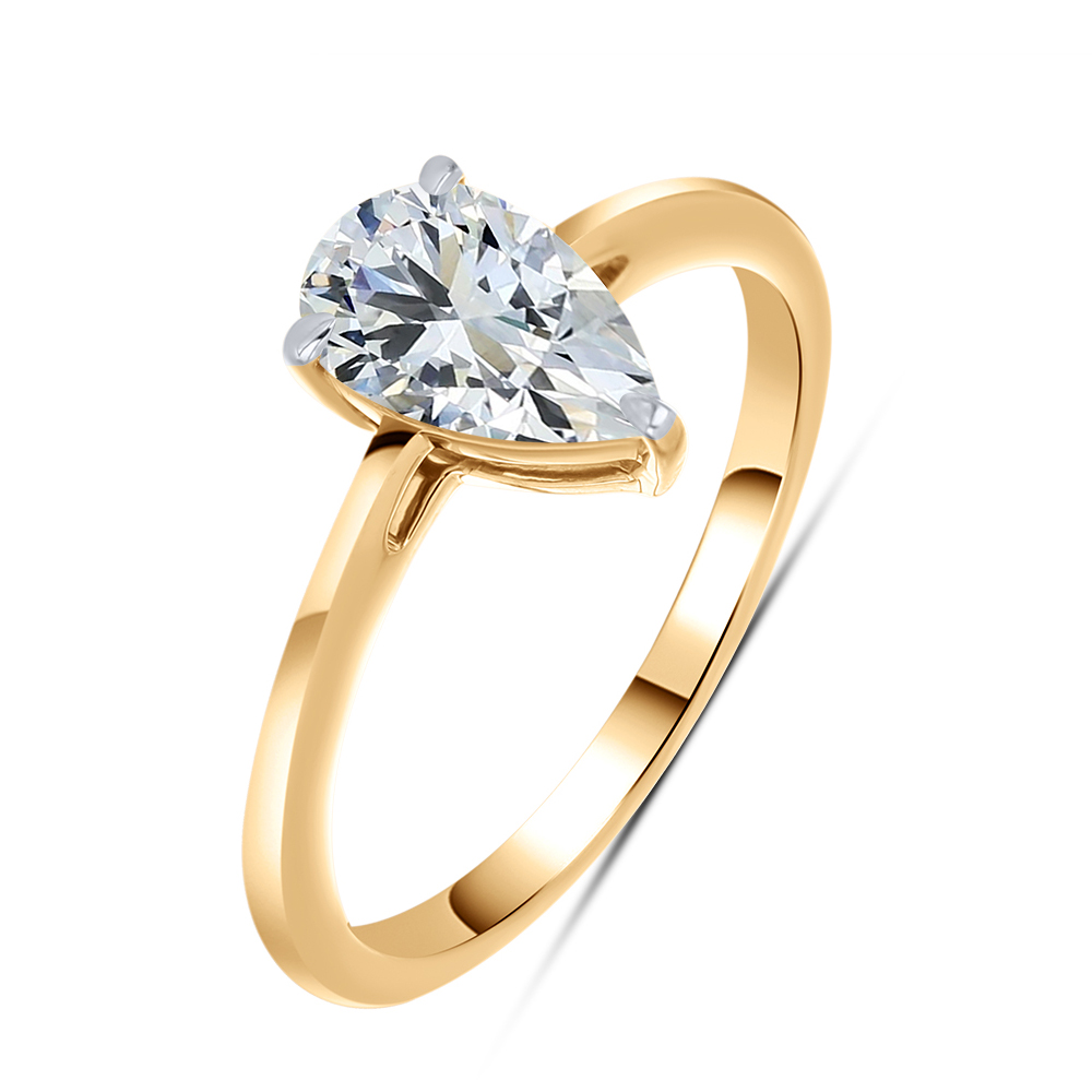 Кольцо из красного золота с камнями Выращенный бриллиант