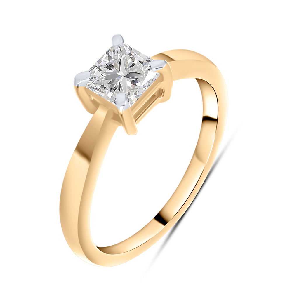 Кольцо из красного золота с камнями Выращенный бриллиант