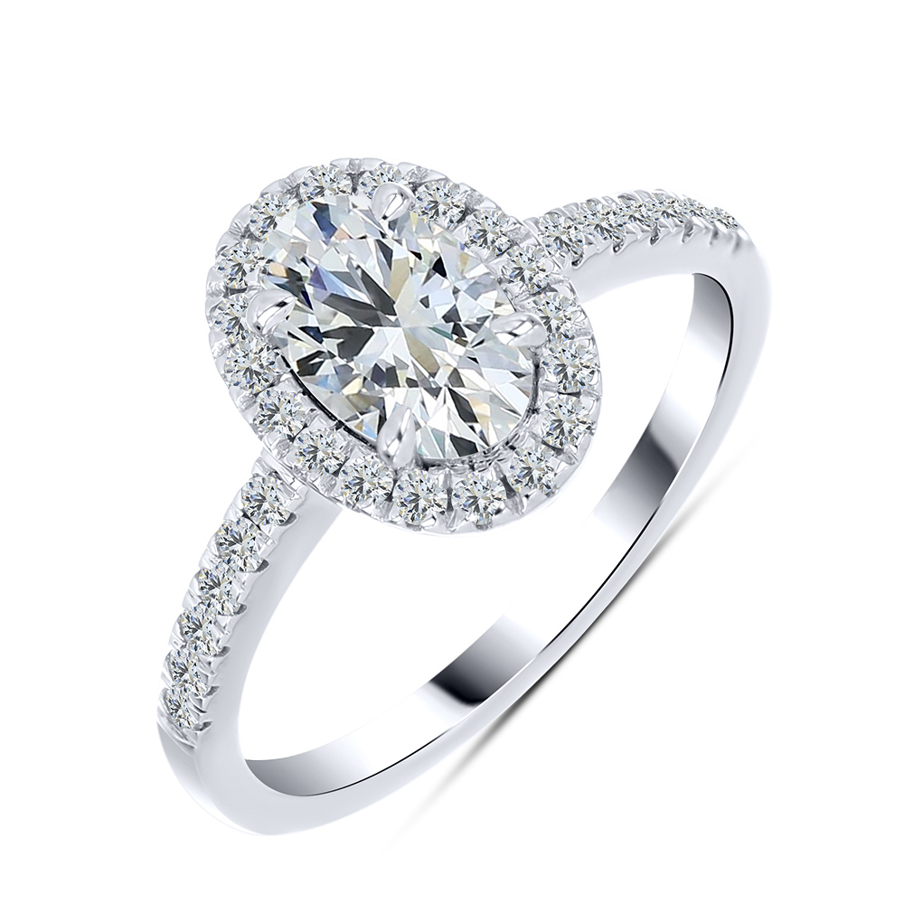 Inel din aur alb cu pietre Diamant crescut