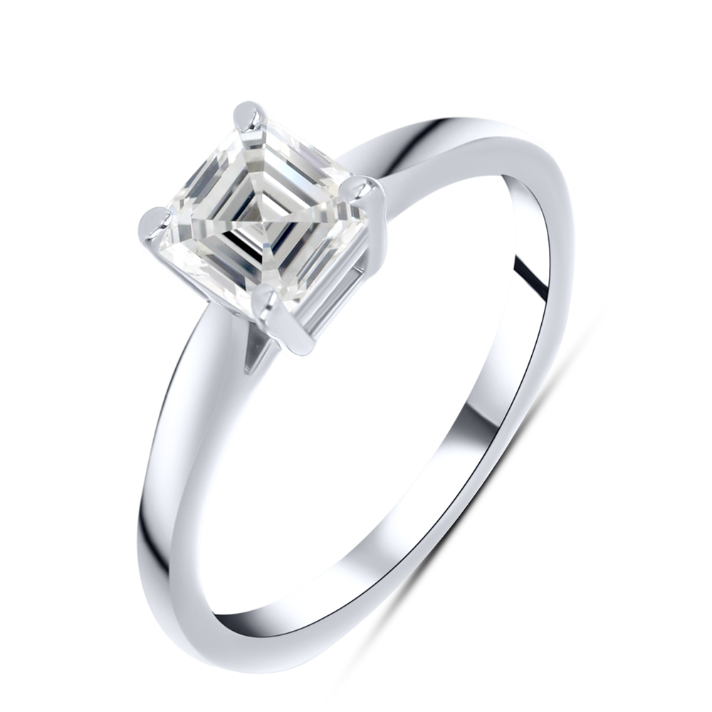 Кольцо из белого золота с камнями Выращенный бриллиант