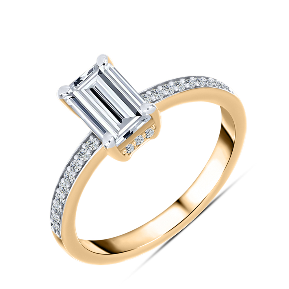 Inel din aur roșu cu pietre Diamant crescut