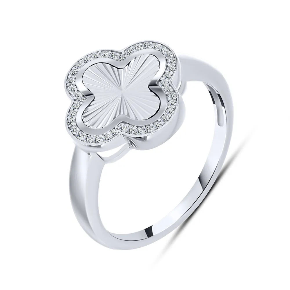 Inel din aur alb cu Cubic Zirconia Incolor