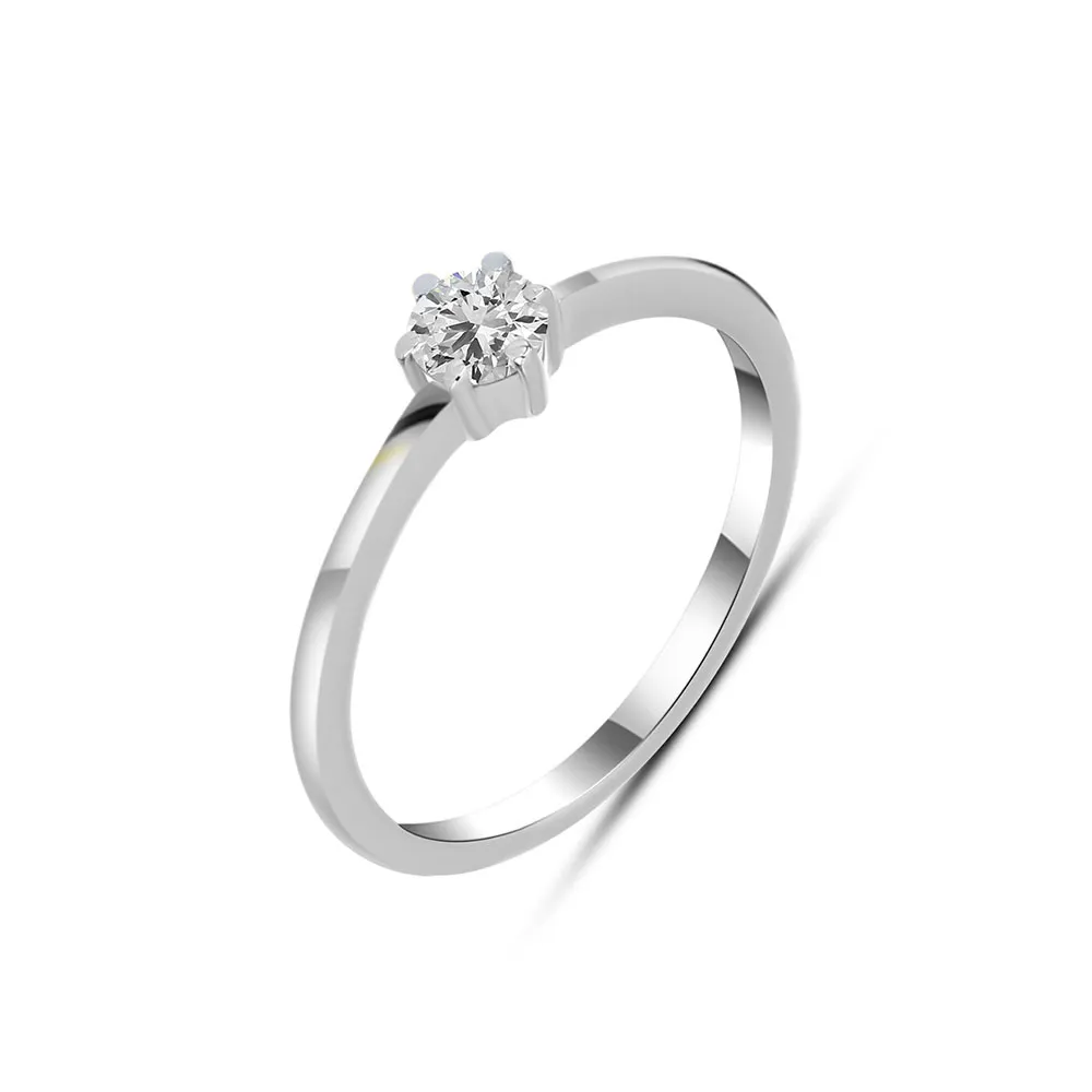 Inel din aur alb cu Cubic Zirconia Incolor