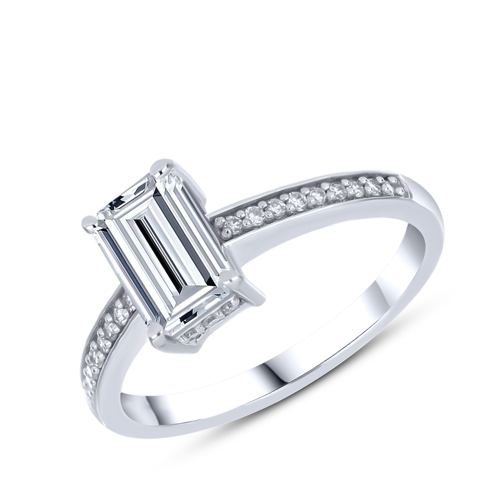 Inel din aur alb cu pietre Diamant crescut