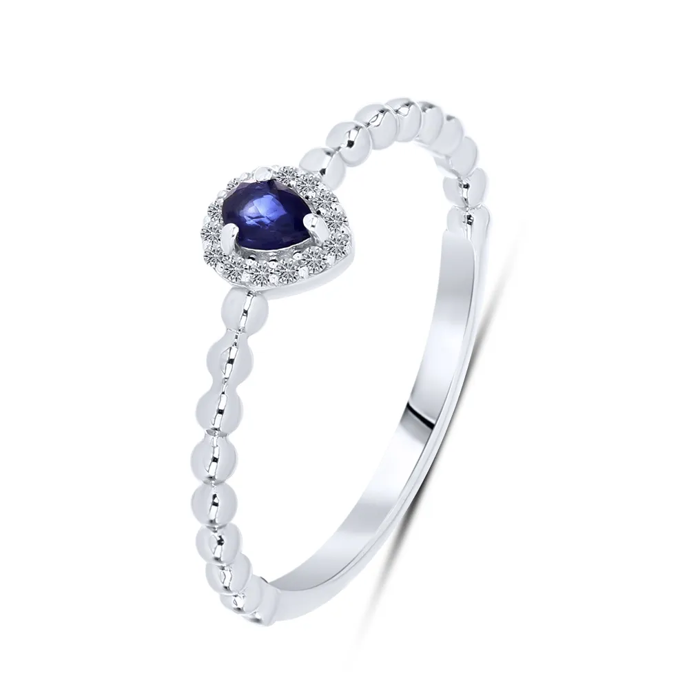 Inel din aur alb cu Diamant, Safir