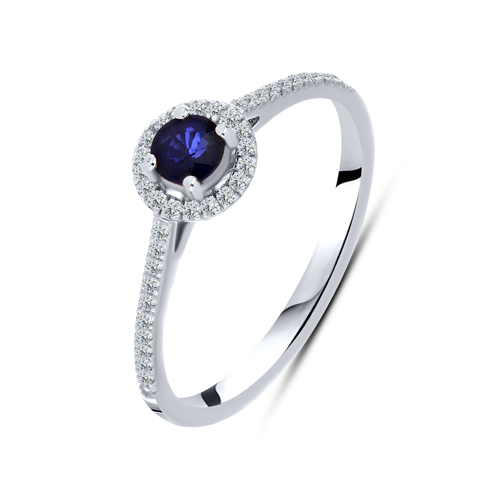 Inel din aur alb cu Diamant, Safir