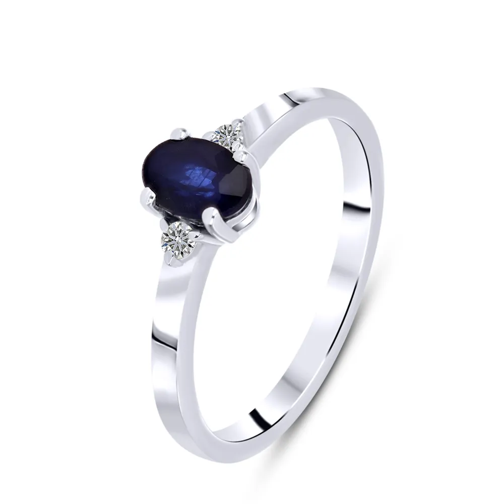 Inel din aur alb cu Diamant, Safir