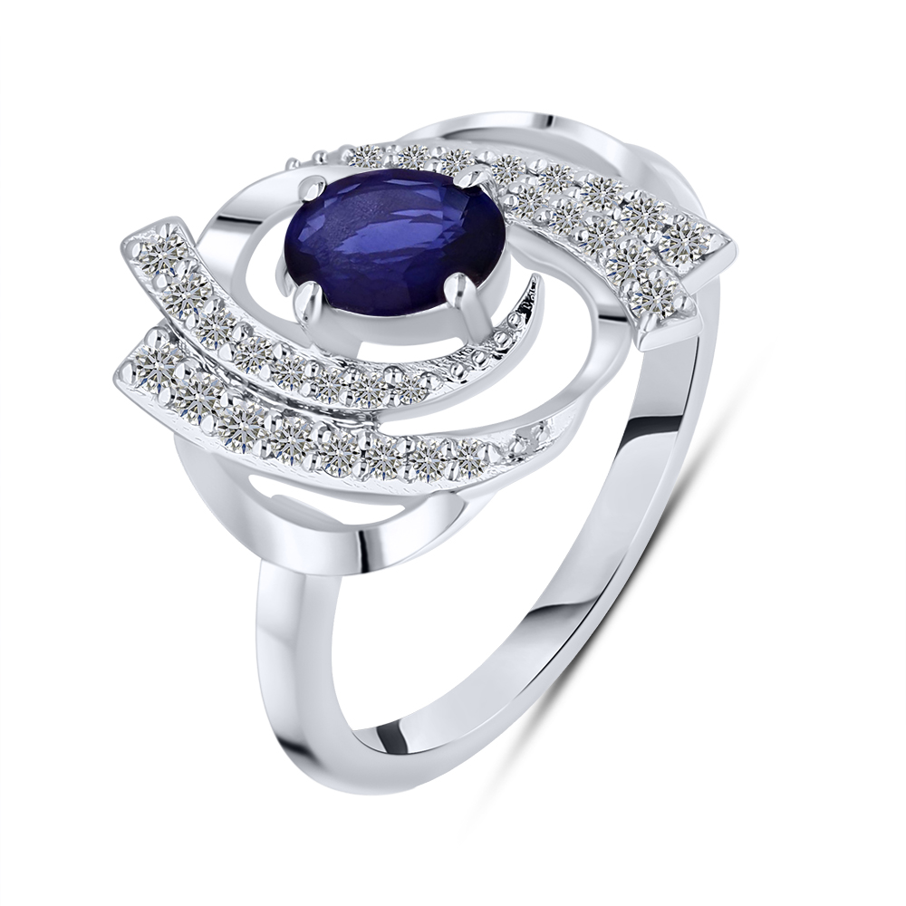 Inel din aur alb cu Diamant, Safir