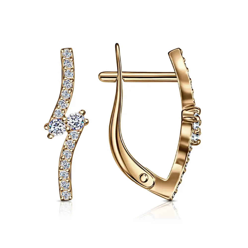 Cercei din aur roșu cu Cubic Zirconia Incolor
