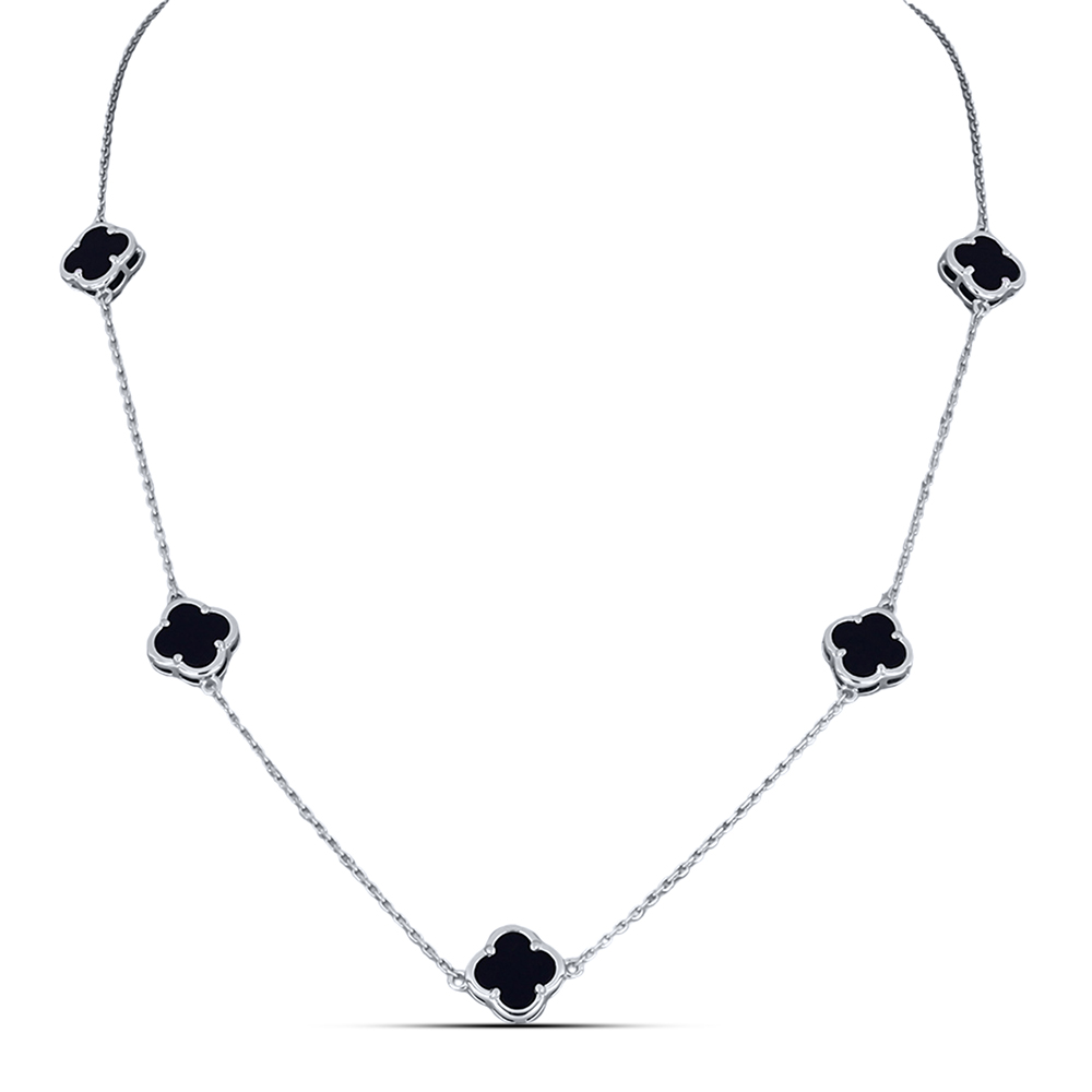 Colier din argint  cu pietre Onix negru