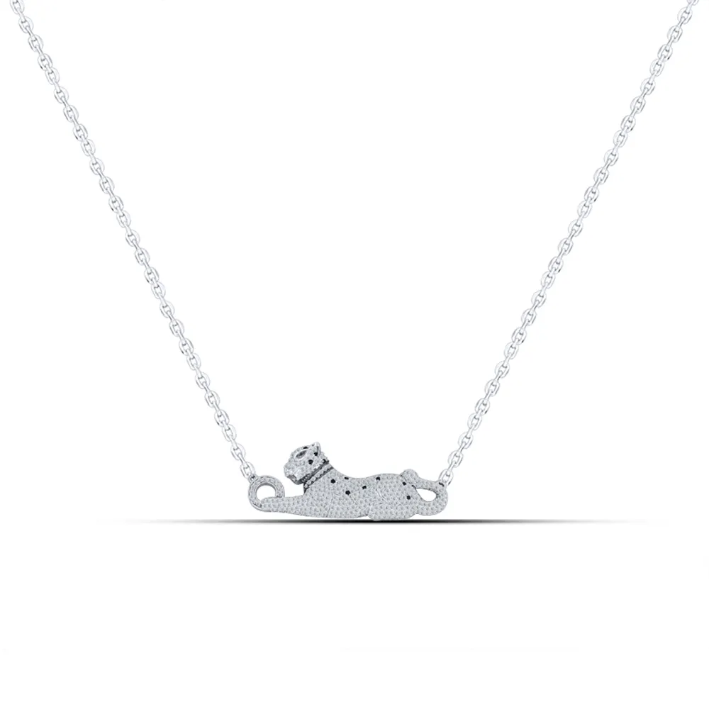 Colier din argint cu Cubic Zirconia Incolor, Cubic Zirconia Negru și Nanosmarald