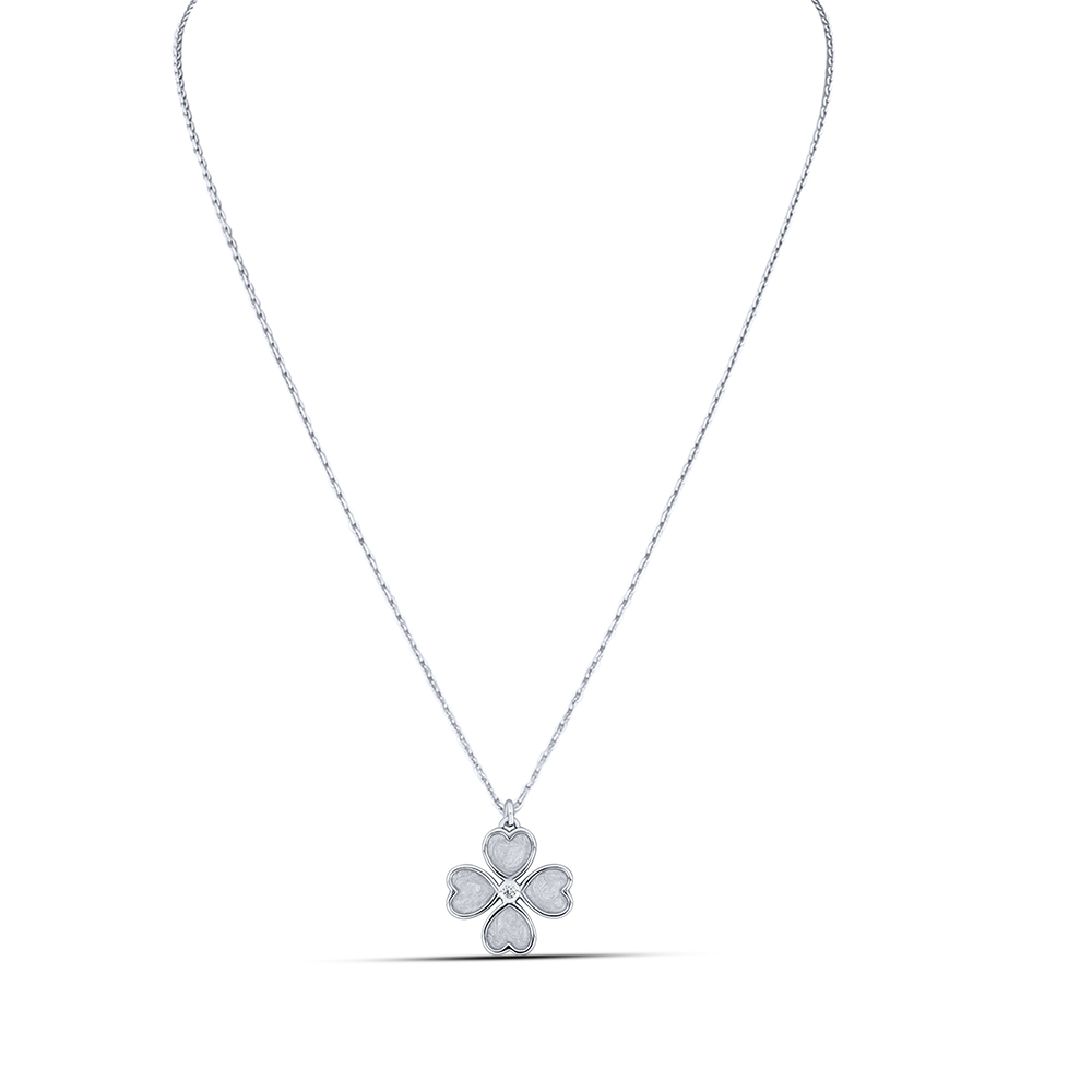 Colier din argint  cu pietre Cubic Zirconia Incolor, Emailare
