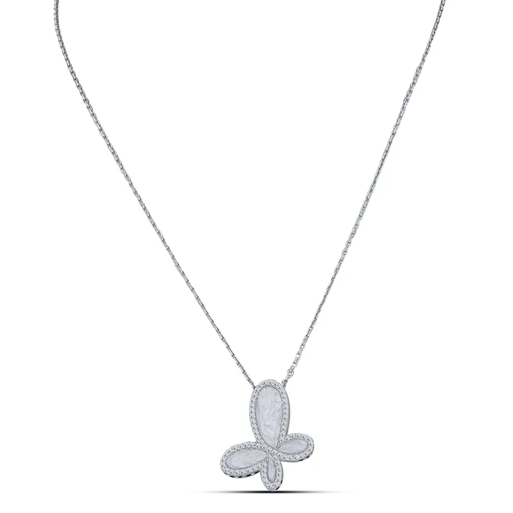 Colier din argint cu Cubic Zirconia Incolor, Emailare