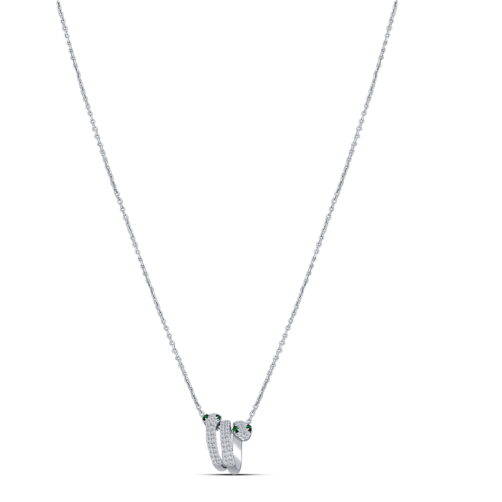 Colier din argint  cu pietre Cubic Zirconia Incolor, Cubic Zirconia Verde