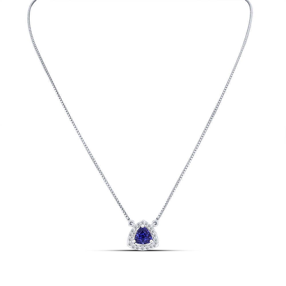 Colier din argint  cu pietre Cubic Zirconia Incolor, Cubic Zirconia Albastru Safir