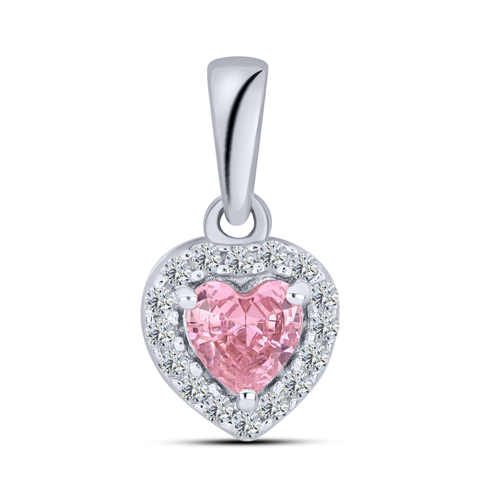 Pandantiv din argint  cu pietre Cubic Zirconia Incolor, Cubic Zirconia Roz
