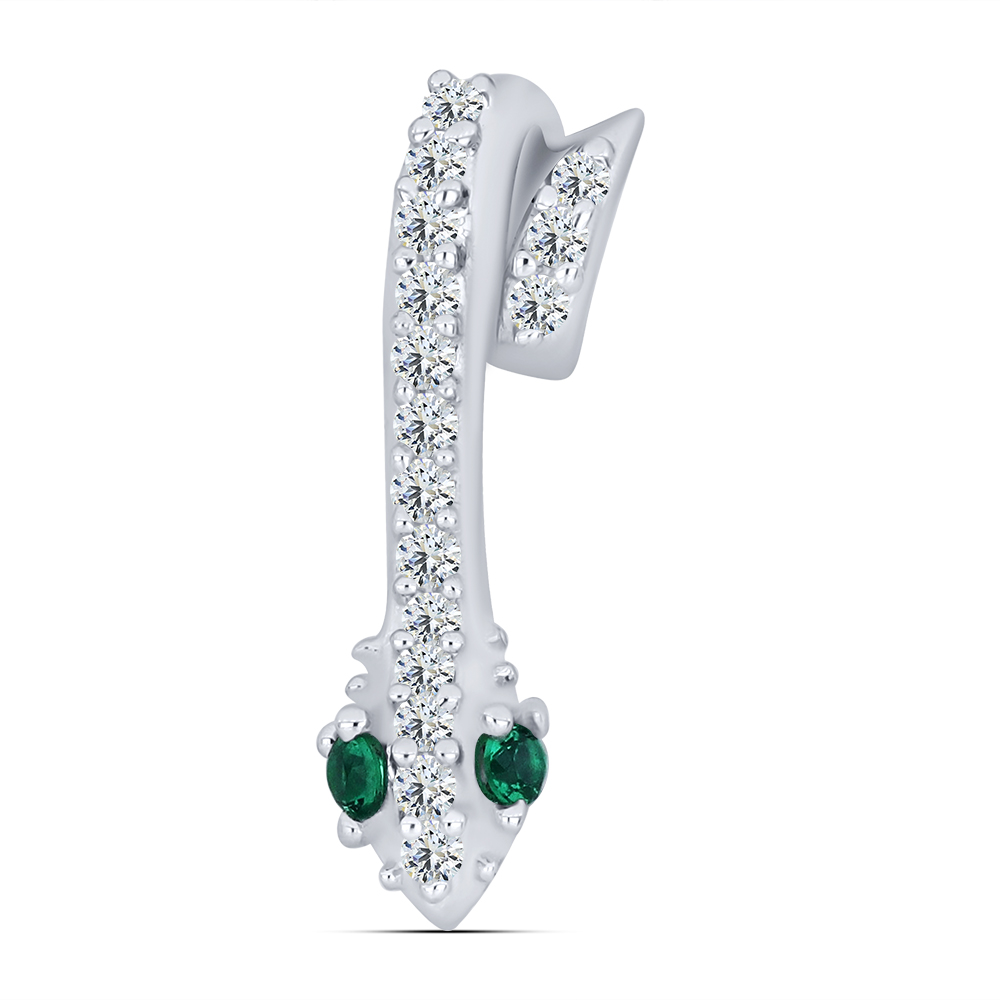 Pandantiv din argint  cu pietre Nanosmarald, Cubic Zirconia Incolor