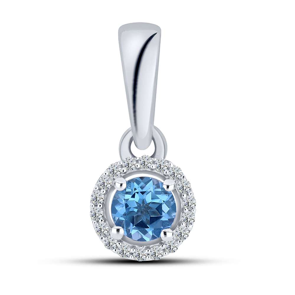 Pandantiv din argint  cu pietre Cubic Zirconia Incolor, Topaz albastru