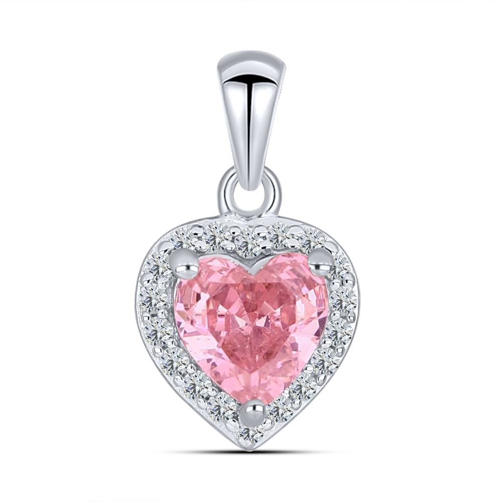 Pandantiv din argint  cu pietre Cubic Zirconia Incolor, Cubic Zirconia Roz
