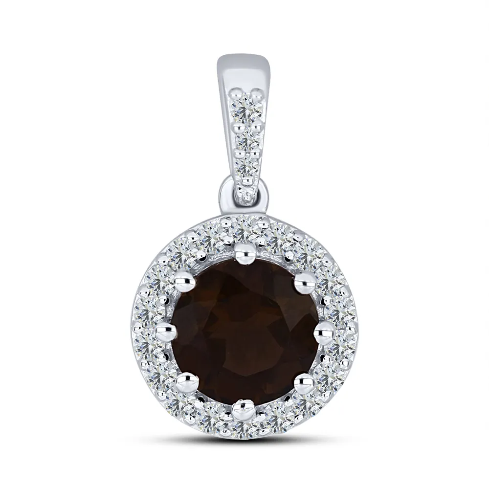 Pandantiv din argint cu Cubic Zirconia Incolor, Cuarț fumuriu