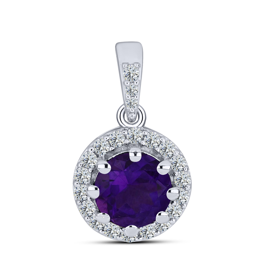 Pandantiv din argint  cu pietre Cubic Zirconia Incolor, Ametist