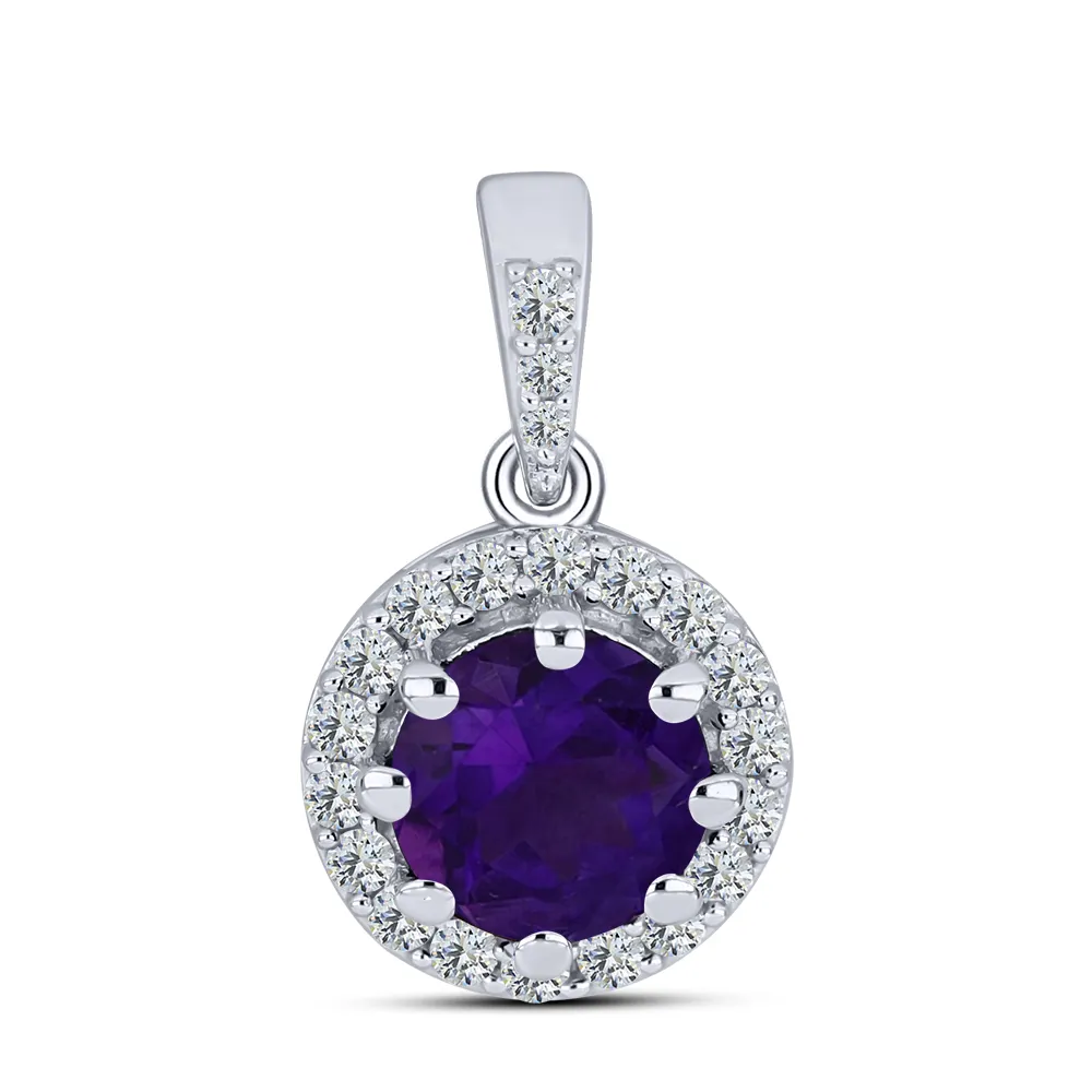 Pandantiv din argint cu Cubic Zirconia Incolor, Ametist