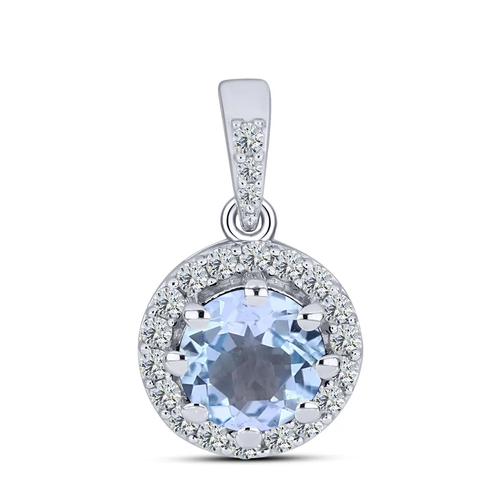 Pandantiv din argint cu Cubic Zirconia Incolor, Topaz albastru