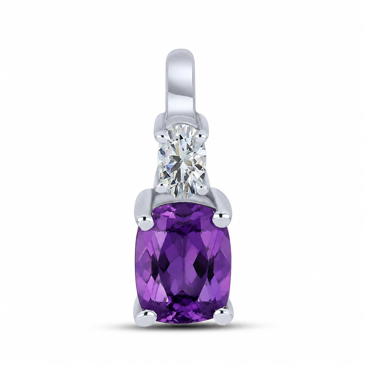 Pandantiv din argint  cu pietre Cubic Zirconia Incolor, Ametist