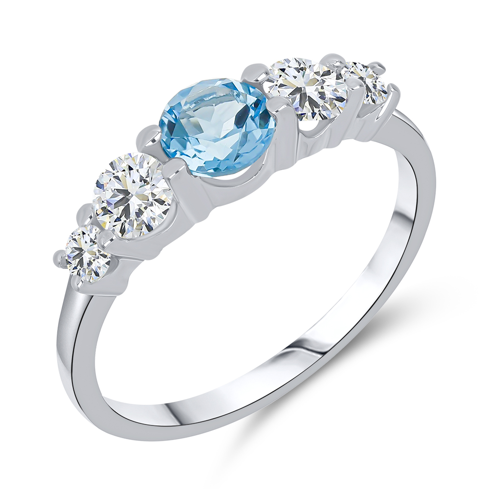 Inel din argint  cu pietre Cubic Zirconia Incolor, Topaz Swiss
