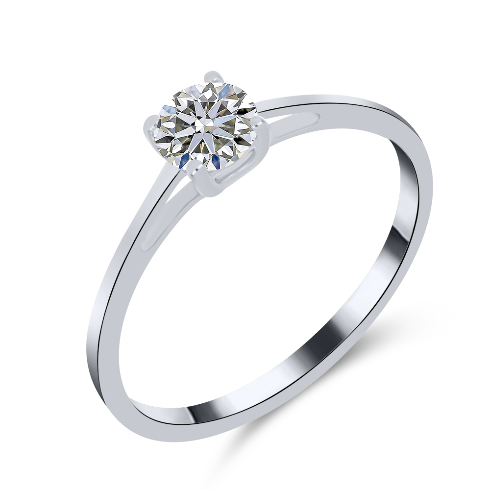 Кольцо из белого золота с камнями Бриллиант