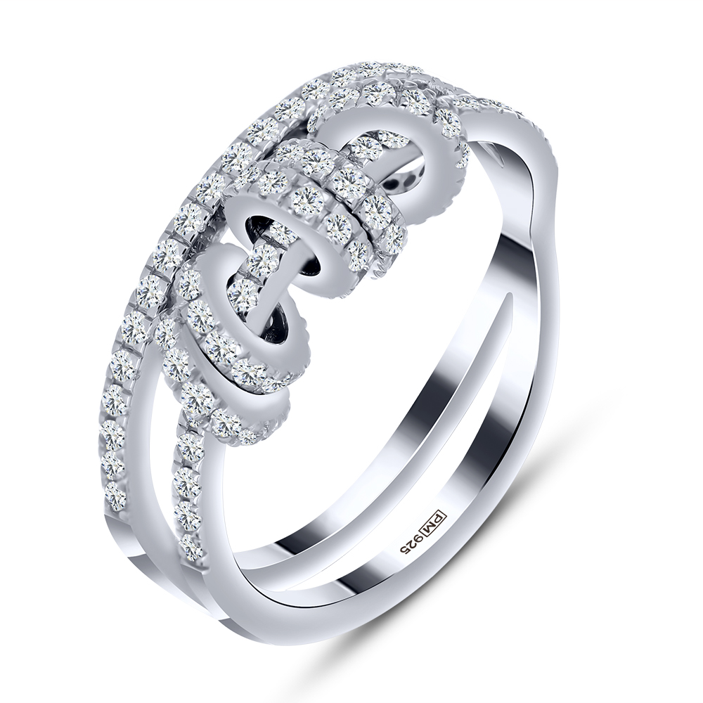 Inel din argint  cu pietre Cubic Zirconia Incolor