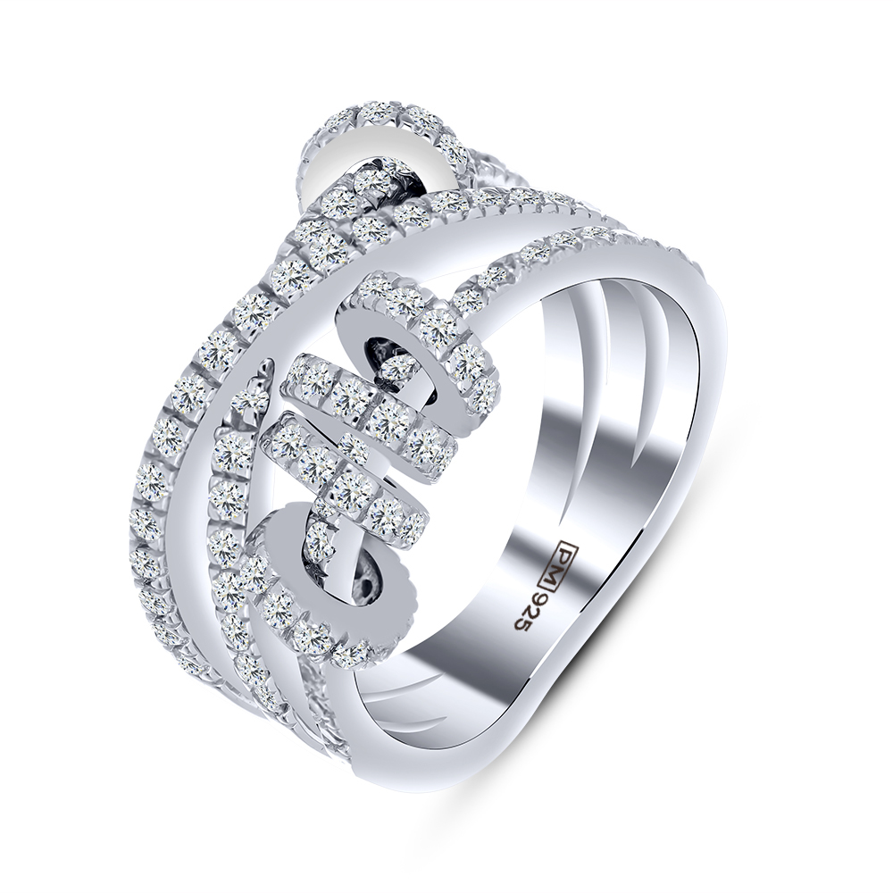 Inel din argint  cu pietre Cubic Zirconia Incolor