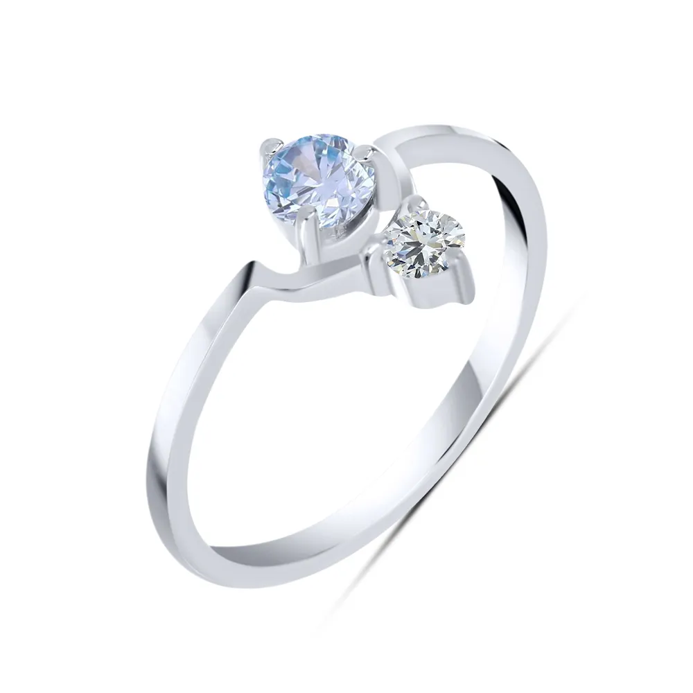 Inel din argint cu Cubic Zirconia Incolor, Cubic Zirconia Albastru