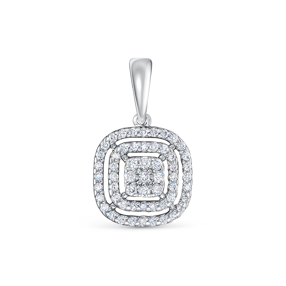 Pandantiv din aur alb cu pietre Diamant