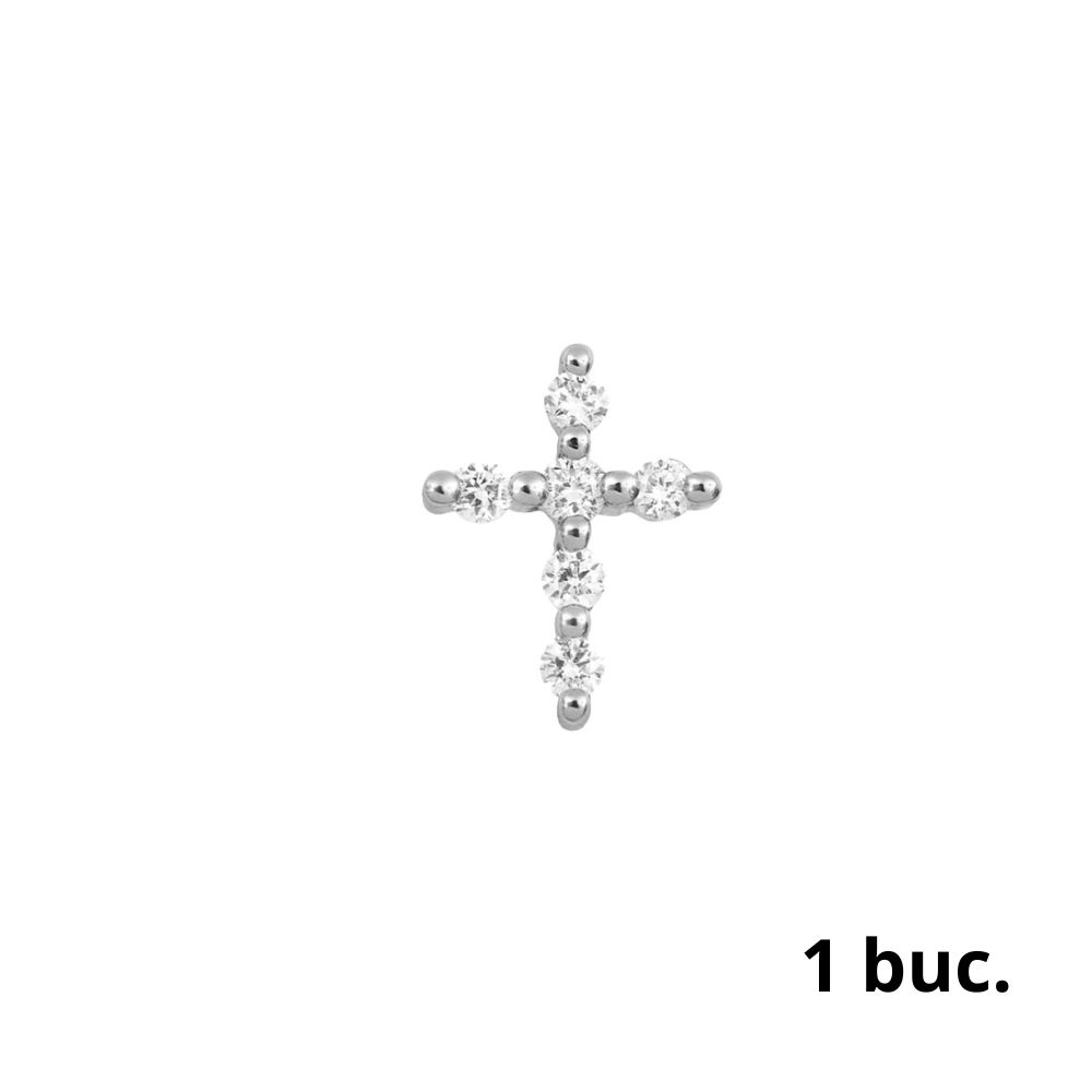 Cercel din aur alb cu pietre Diamant