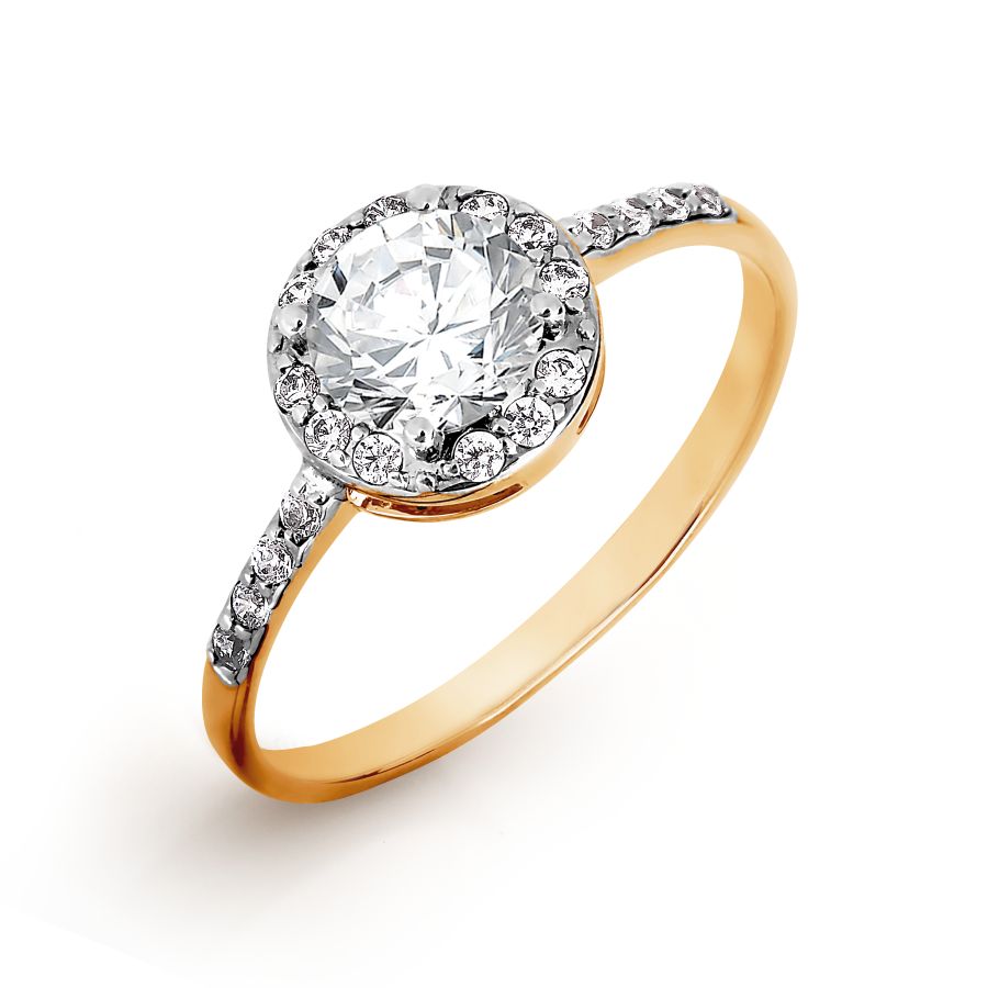 Кольцо из красного золота с камнями Фианит