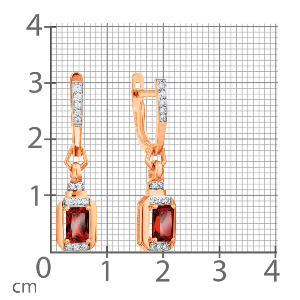 Cercei Suspendați din aur roșu cu Cubic Zirconia Incolor, Granat