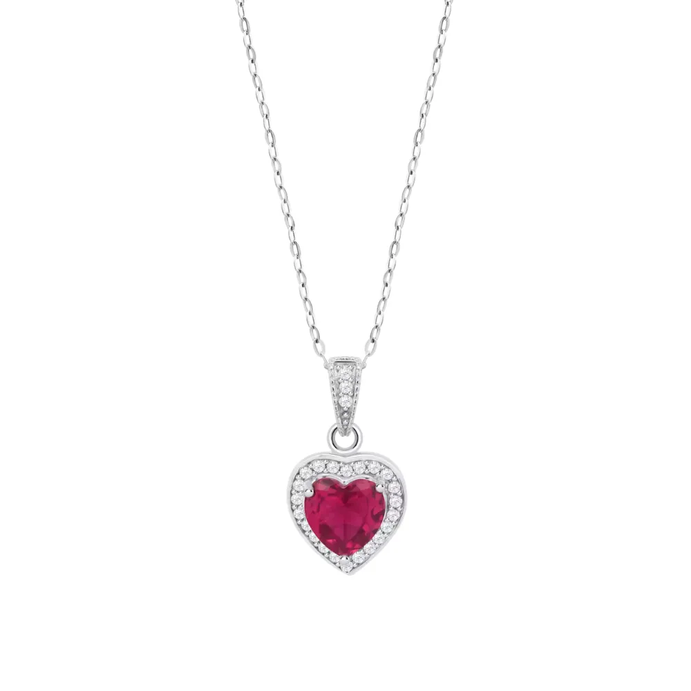 Colier din argint cu Cubic Zirconia Incolor, Cubic Zirconia Rosu