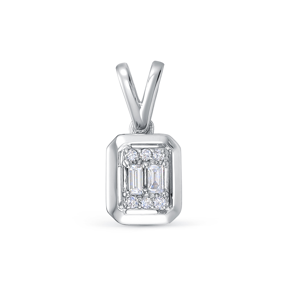 Pandantiv din aur alb cu pietre Diamant