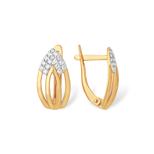 Cercei din aur roșu cu pietre Cubic zirconia