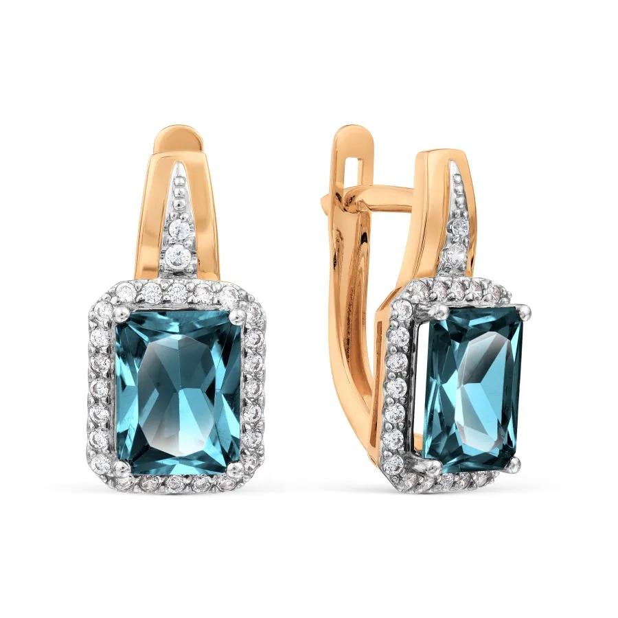 Cercei din aur roșu cu Cubic Zirconia Incolor, Topaz London