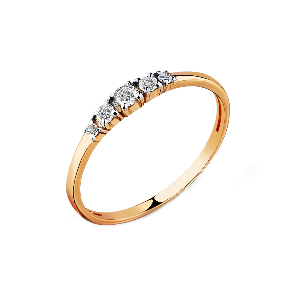 Inel din aur roșu cu pietre Cubic Zirconia Incolor