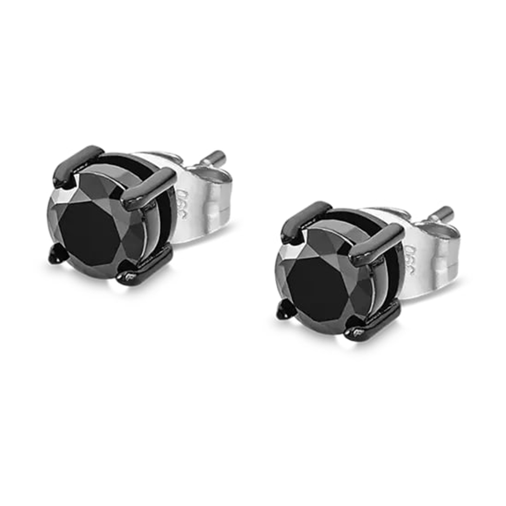 Cercei p/u bărbați din oțel  cu pietre Cubic Zirconia Negru