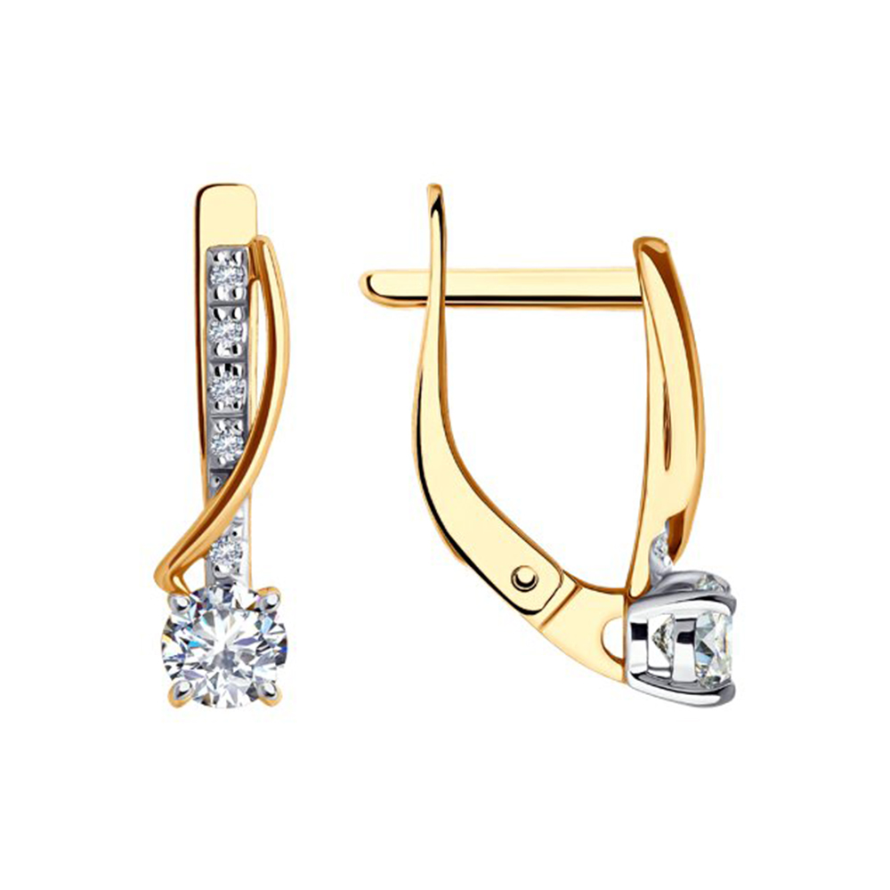 Cercei din aur roșu cu pietre Cubic Zirconia Incolor