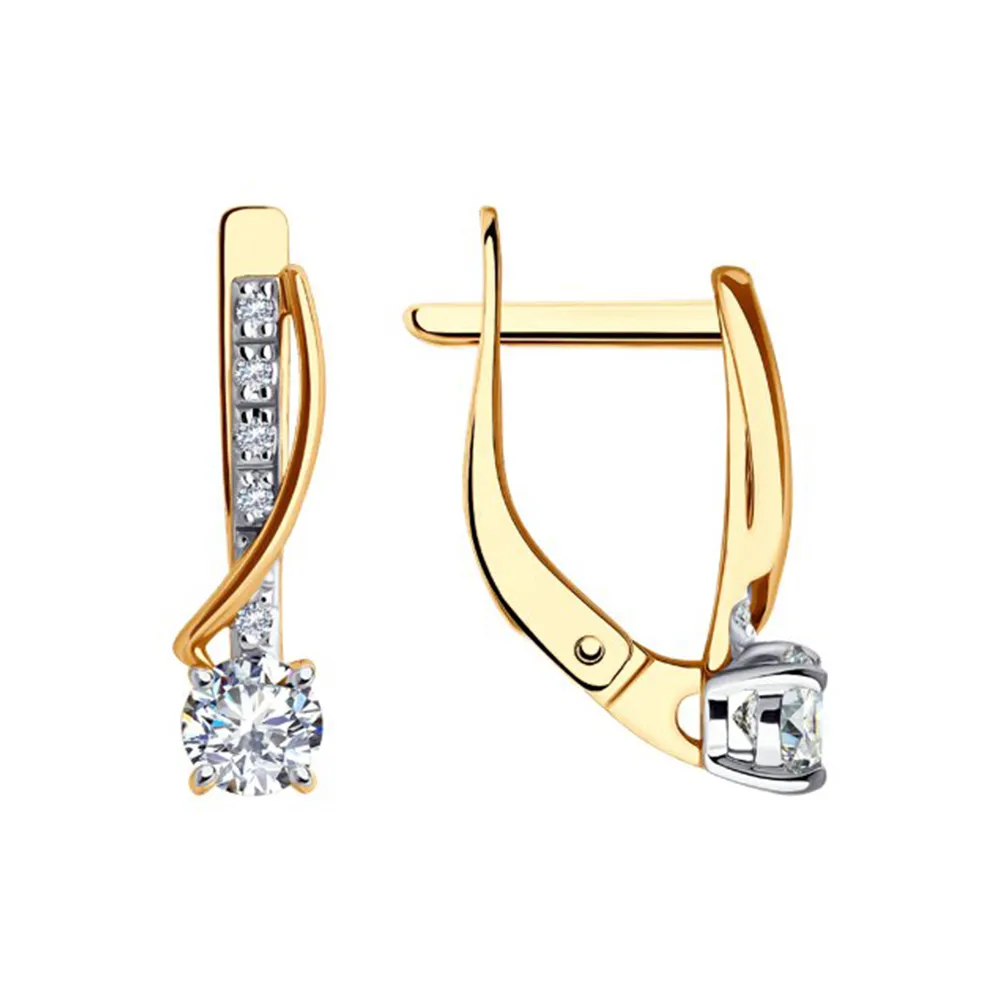 Cercei din aur roșu cu Cubic Zirconia Incolor