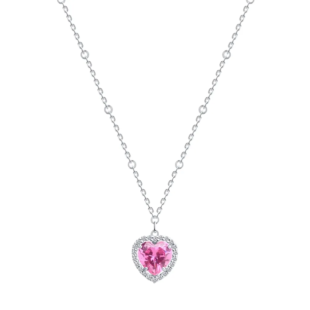 Colier din argint cu Cubic Zirconia Incolor, Cubic Zirconia Roz și Perla Imit.