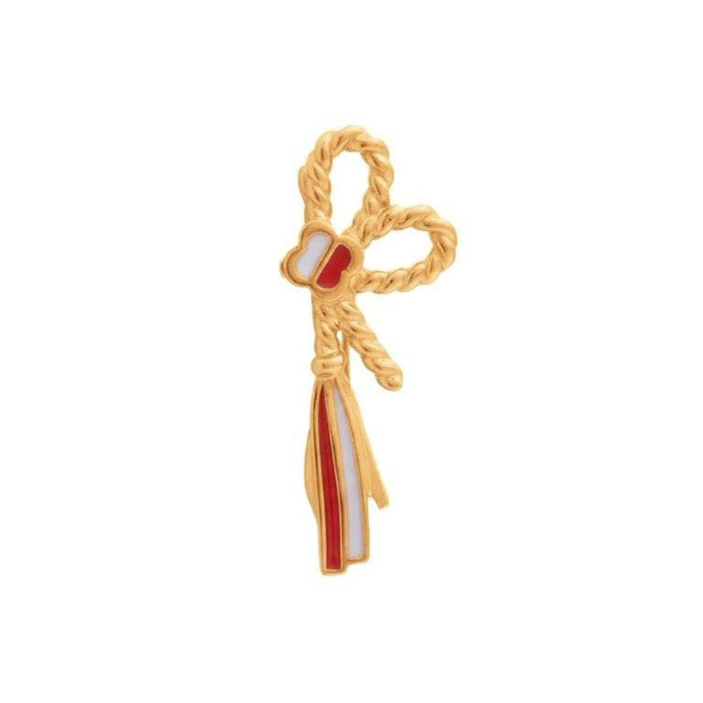 Брошь из красного золота с камнями Эмаль