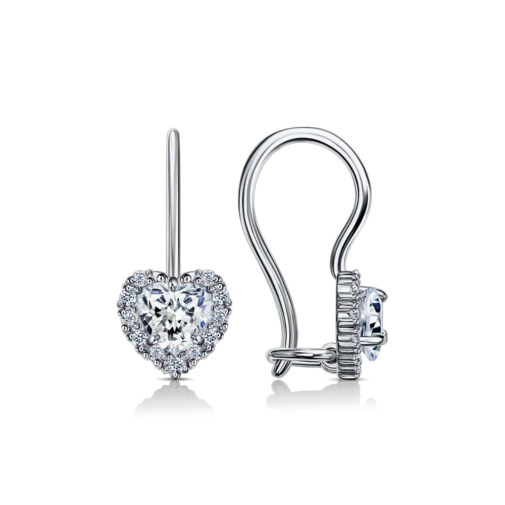 Cercei p-u copii din aur alb cu pietre Cubic Zirconia Incolor