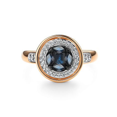 Inel din aur roșu cu pietre Diamant, Safir